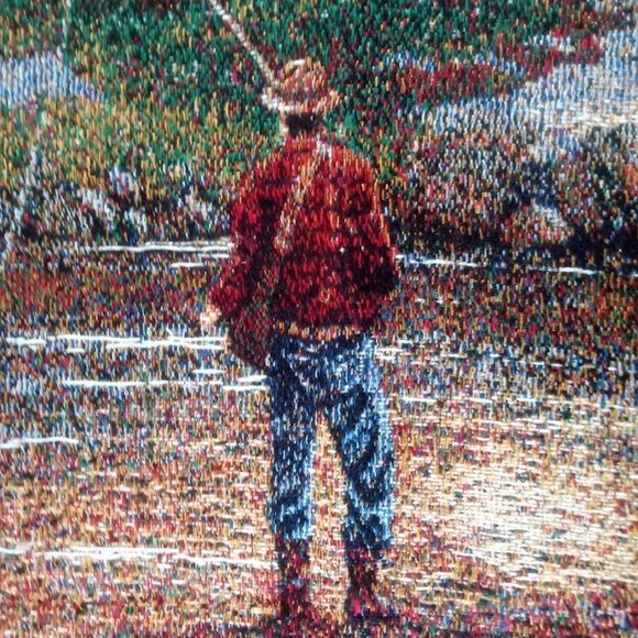 Thomas Kincade Painter of Light Vintage Throw Blanket Fishing in Nature - Picture 3 of 5